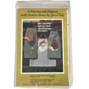 Apron Patterns His Hers Patchwork Instructions Applique Design Santa Chicken Egg